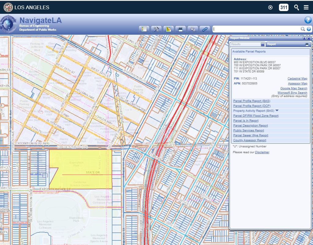 Screen image of Navigate LA