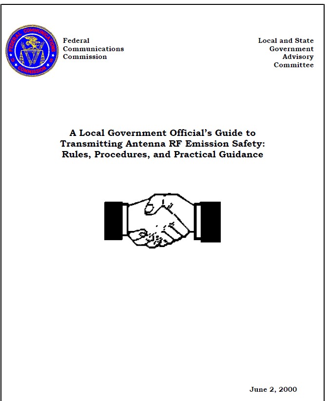 Screen shot of FCC Local Government Guide to Transmitting Antenna RF Emissions Safety front cover