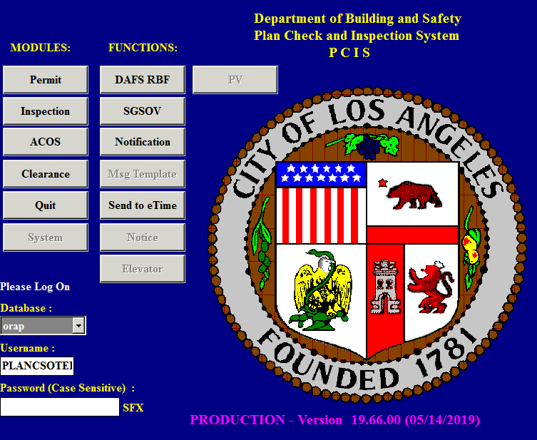 PCIS Screen Shot of Home Page