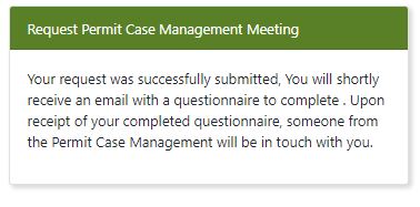 Request Permit Case Management Assistnace Screen Shot